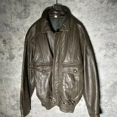 90s ラムレザージャケット ブラウン 羊革 本革 ヴィンテージ ミリタリー