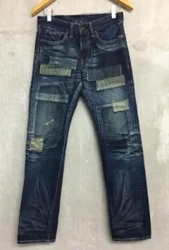 グラム 傑作 リペア ダメージ加工 パッチ加工 スリム デニム パンツのサムネイル