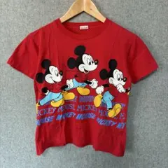 vintage mickey tシャツ レッド　シングルステッチ 80s 90s