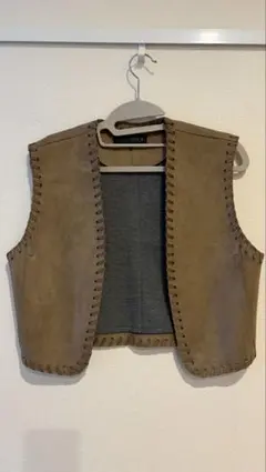 ZARA スエード風ブラウンベスト レースアップ