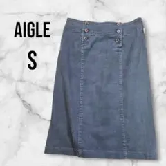 AIGLE タイトスカート デニム調 ネイビー S ストレッチ