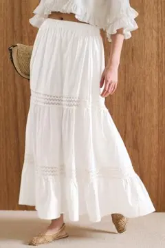 coca レース スカート ティアードスカート ロングスカート フレアスカート