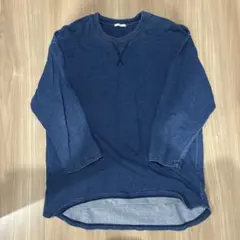 GU ネイビー 七分袖カットソー コットン混紡のサムネイル