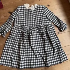 ボンポワン黒チェックワンピース