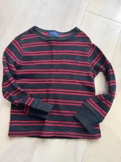 Polo Ralph Lauren 長袖カットソー 2T 黒赤ストライプ