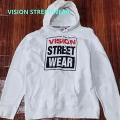 ​VISION STREET WEAR 綿100% ビッグロゴ パーカー 白 M