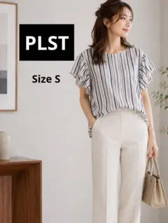 PLST◆フリルスリーブブラウス S ストライプのサムネイル