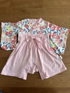 着物風ドレス 80cm ピンク 花柄