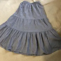 美品　コットン　ナチュラル　ロングフレアスカート　L 薄いミズイロ