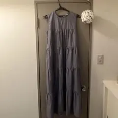 Gymphlex 美品　ノースリーブロングワンピース グレー
