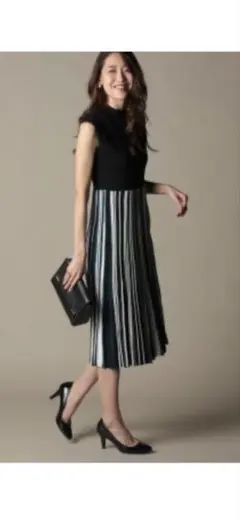 FRAY I.D ノースリーブ ニットワンピース ストライプ