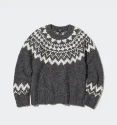 UNIQLO Mサイズ　フェアアイル柄 長袖セーター グレー