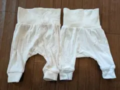 H&M オーガニックコットン パンツ 2枚セット 44-50cm　白　ベージュ