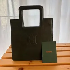 ヒロフ レザー ショルダーバッグ 2way ビッグロゴ ブラウン Hロゴ 茶色 
