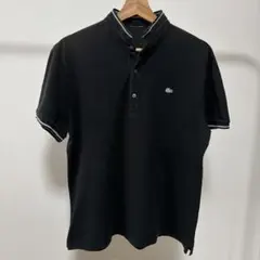 LACOSTE ラコステ スタンドカラー ポロシャツ ブラック　M 白ワニ