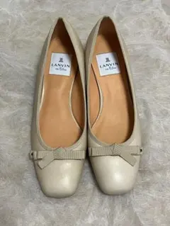 ✨美品✨LANVIN en Bleu ベージュリボンフラットシュ－ズ