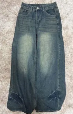 SHEIN ダークブルーストレートレッグデニム