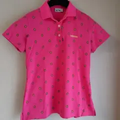 アディダス　ドットデザイン　ピンクゴルフポロシャツ　サイズＬ
