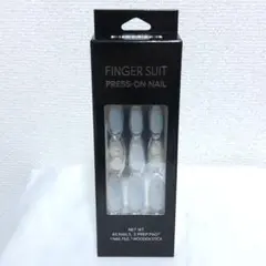 新品 フィンガースーツ プレスオンネイル 40チップ ブルー ホワイト ラメ