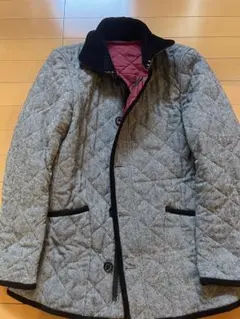 TK MIXPICE ヘリンボーン コーデュロイパイピング ウール コート L