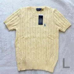 新品✨POLO RALPH LAUREN ケーブルニット 半袖 ピマコ　イエローのサムネイル