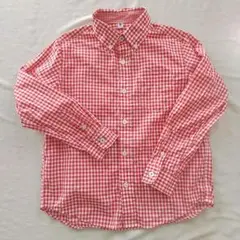 ユニクロ 赤ギンガムチェックシャツ サイズ130