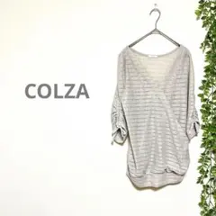 【COLZA コルザ】チュニック　サマーニット　透け感　涼しげ　袖調整ひも　Mのサムネイル