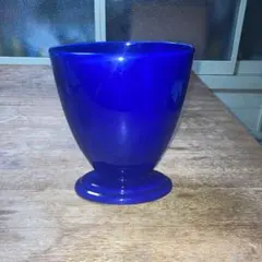 ヴィンテージ陶器オーバルフラワーベースコバルトブルーCanada