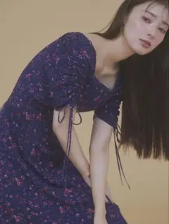 FRAY I.D レースアッププリントワンピース