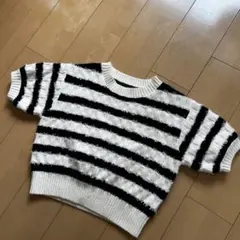 美品⭐︎ボーダーニットクロップドトップス　フリーサイズ