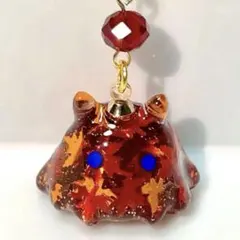 【秋を先取り】紅葉 めんだこ レッド ガラスビーズ使用 目印アクセサリー
