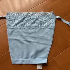 水色レース付きメッシュブラウス