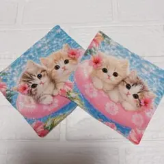 ❣️ガーゼハンカチ 2枚セット 猫 パネル ハンドメイド - メルカリ