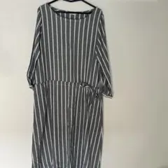 studio CLIP ストライプ長袖シャツワンピース　フリーサイズ