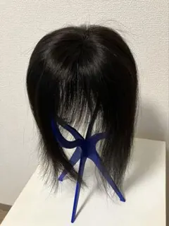 レディース 部分ウィッグ ヘアピース ブラック　人毛100%のサムネイル