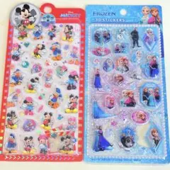 ディズニー ミッキー アナと雪の女王 プチドロップステッカー 3D立体シール2枚