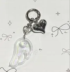 529 [再販] ビーズキーホルダー 平成女児 羽 ハート