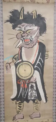 大津絵掛け軸、肉筆槍持ち奴2枚綴り、国井幸雪画昭和戦後描く - メルカリ