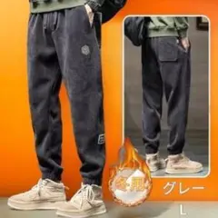 冬用 裏起毛 ボアパンツ サルエンパンツ 厚手 暖かい メンズ 新品 灰色 L
