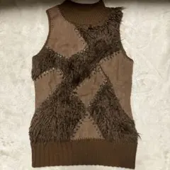 ノースリーブ ニット 茶色 M