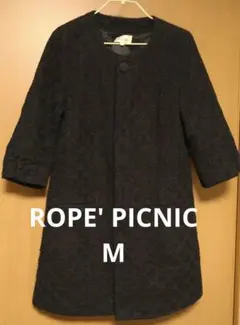 ⑥ROPE' PICNIC ロペピクニック フラワー刺繍 コート ブラック 38
