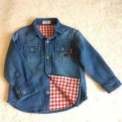 ミキハウス DOUBLE.B デニムブルー 長袖シャツ 背面double.b刺繍