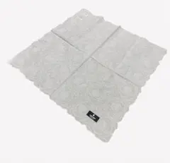 新品　LANVIN バラ柄ハンカチ グレー