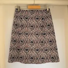 組曲　花柄　スカート ブルー オンワード樫山　裏地あり