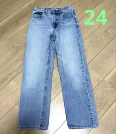 【美品】UNIQLO U レギュラーフィット ストレート ハイライズデニム 24