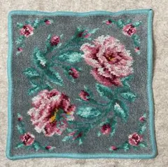 【3503】フェイラーFEILER タオルハンカチ ローズ柄グレー