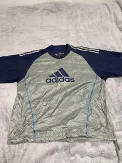 adidas 半袖Tシャツ Sサイズ グレー/ネイビー