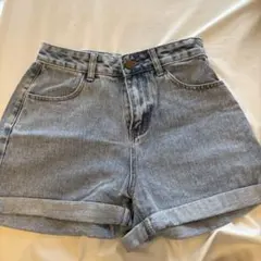 GRL ロールアップヘムハイウエストデニムショートパンツ[at703]