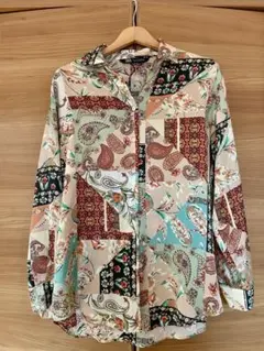 ZARA 長袖柄シャツ　春夏S（M）サイズ