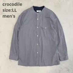 【crocodile クロコダイル】長袖シャツ ブラウス ノーカラー 【LL】
